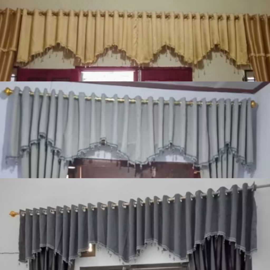 Gorden Poni Rumbai Bergelombang Renda Smokring Blackout Import Huruf M