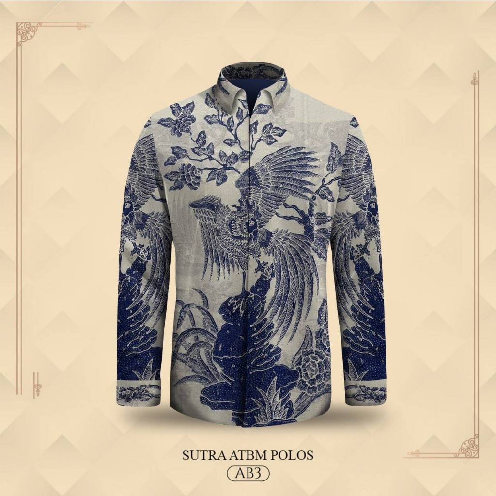 kemeja pria lengan panjang batik tulis bahan sutra atbm baron tulis asli premium asli batik tulis pe