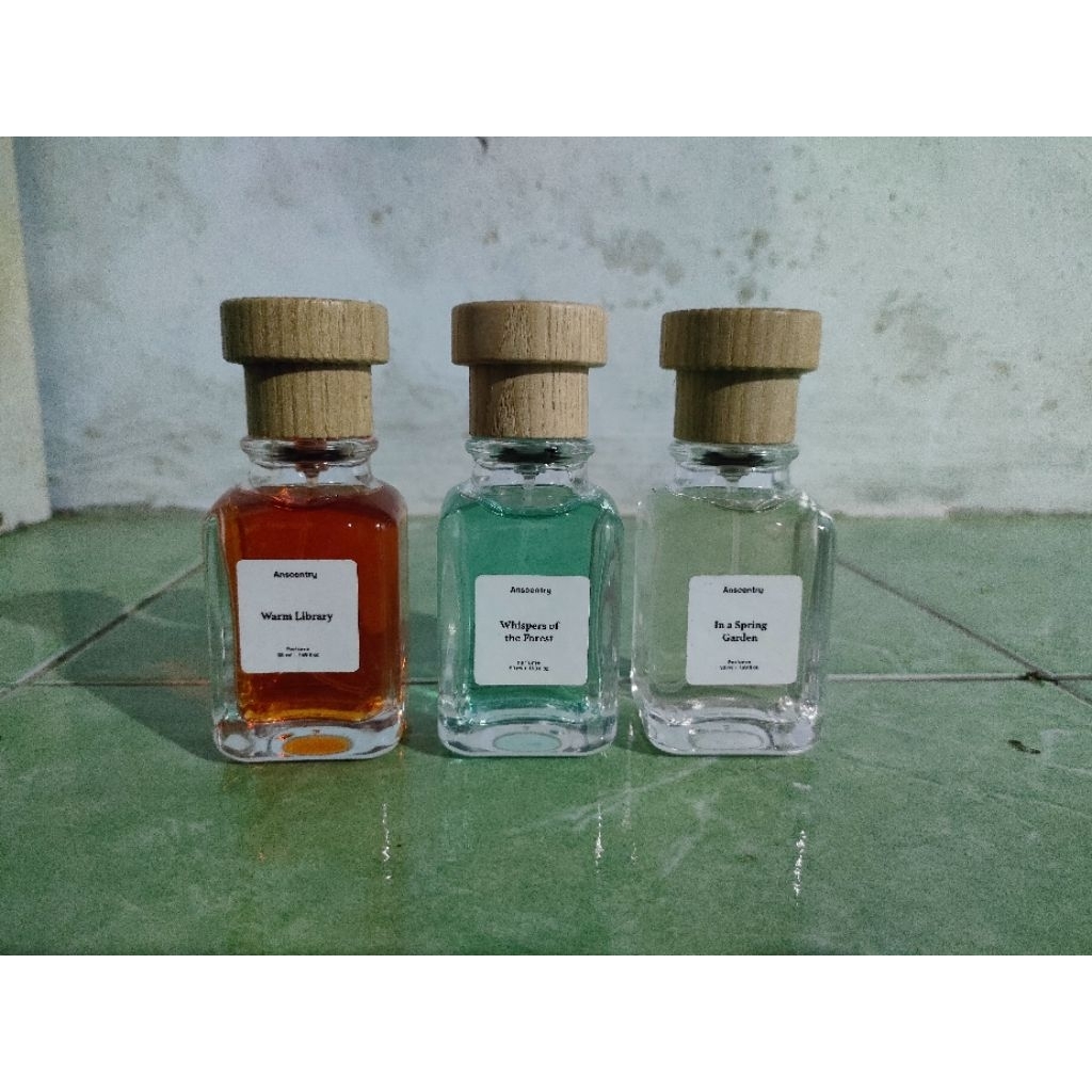 preloved bundling anscentry - warm library, whispers of the forest, in a spring garden parfum