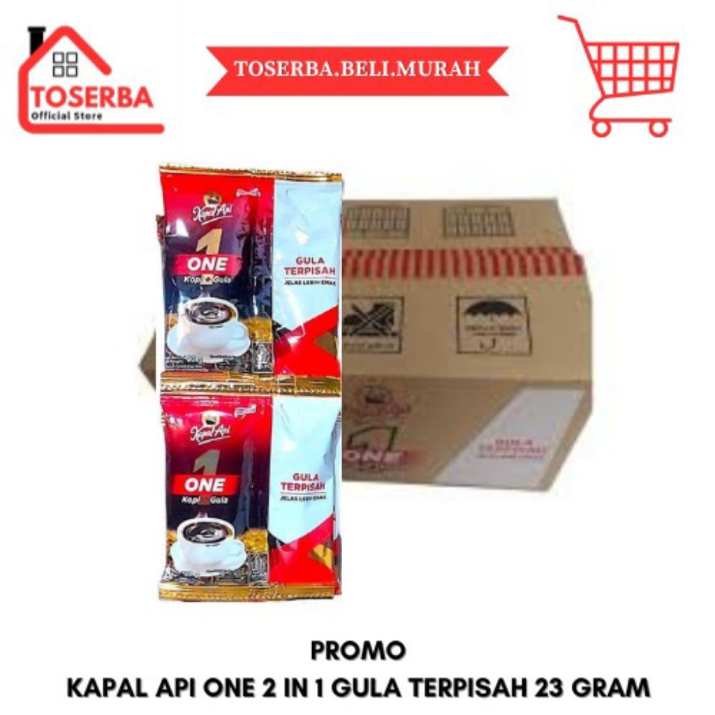 Kapal Api One Gula Terpisah 12 Sachet 23gram - Kopi Instan Gula Terpisah, Praktis, Gula Sesuai Seler