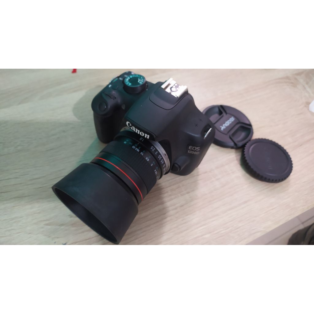 Kamera Canon 1200D plus lensa fix manual