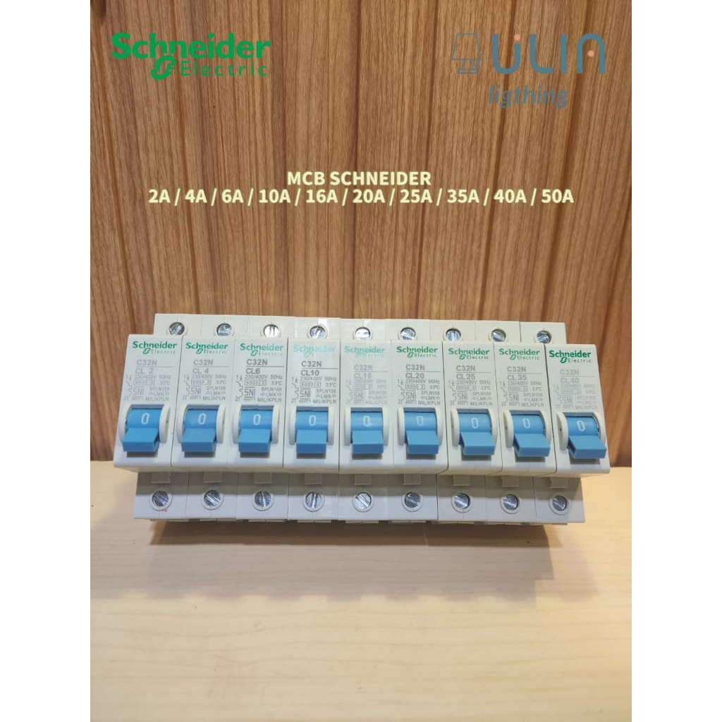 MCB SCHNEIDER BIRU 2A 4A 6A 10A 16A 20A 25A 35A 40A 50A C32N PLN BENSER PEMUTUS ARUS KWH LISTRIK