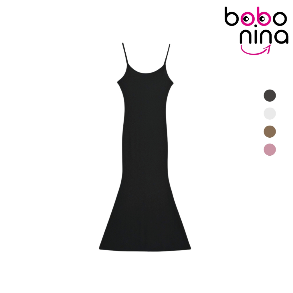 Ninabobo DR002 Long Dress Slim Fit Square Neck Sleeveless Sexy Gaun Panjang Tanpa Lengan (Size S-XL)