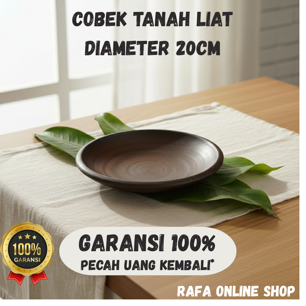 Cobek Tanah Liat Clay Sambal Gami Piring Gerabah Tahan Panas - Diameter 20 cm