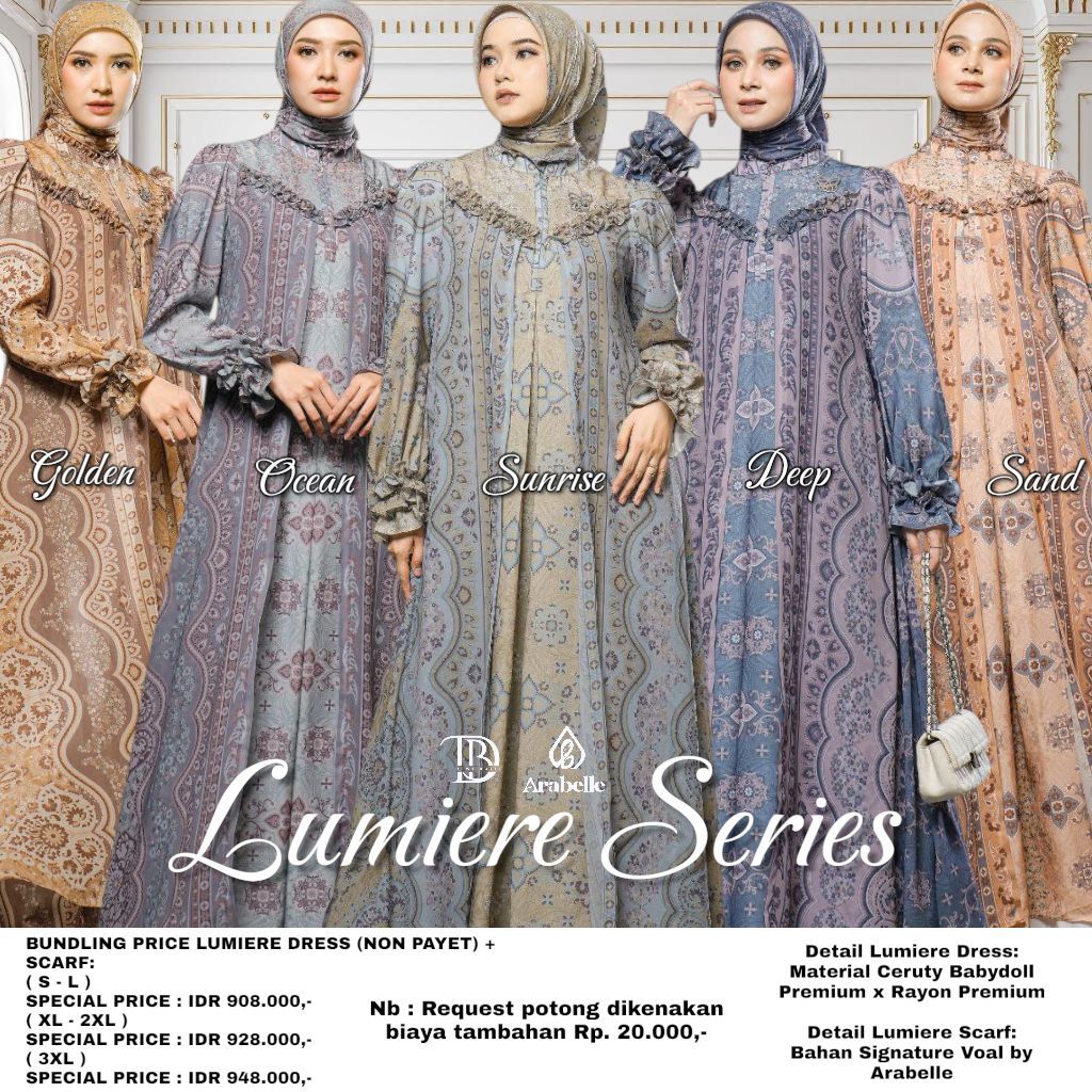 ARABELLE SCARF SERIES LUMIERE DRESS MEWAH CERUTY BABYDOLL PREMIUM MIX FURING KATUN RAYON PREMIUM DRE