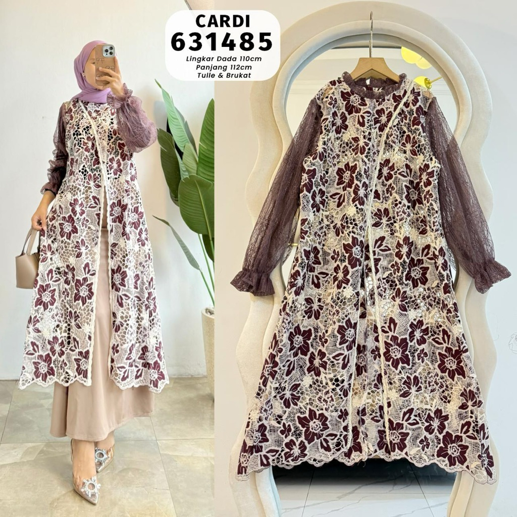 SAGITHA CARDI TUNIK PREMIUM / CARDIGAN BRUKAT MOTIF BUNGA PREMIUM