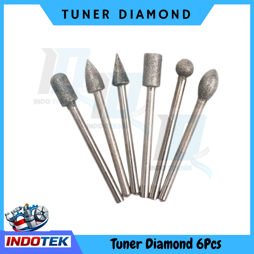 6Pcs Mata Tuner Diamond 3x6mm Mata Die Grinder Diamond Cuner Burs Diamond Grinding Gerinda Mini Bit 