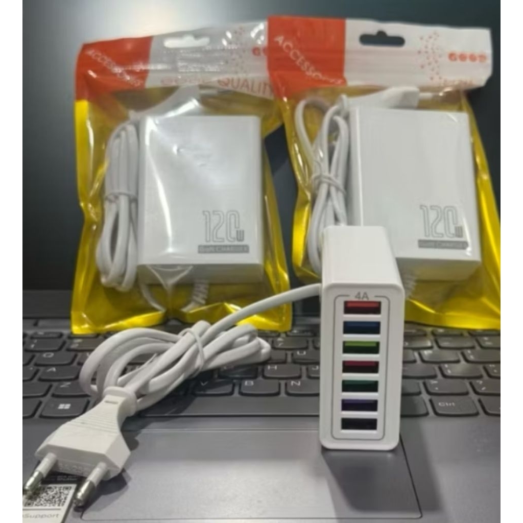 Power Adapter Gan Charger 120W 7USB-A