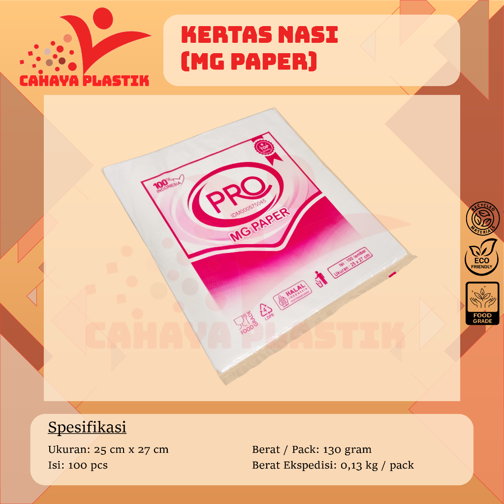 Kertas Nasi KFC 25x27 / Kertas Pembungkus Kebab 25 x 27 @100 Lembar