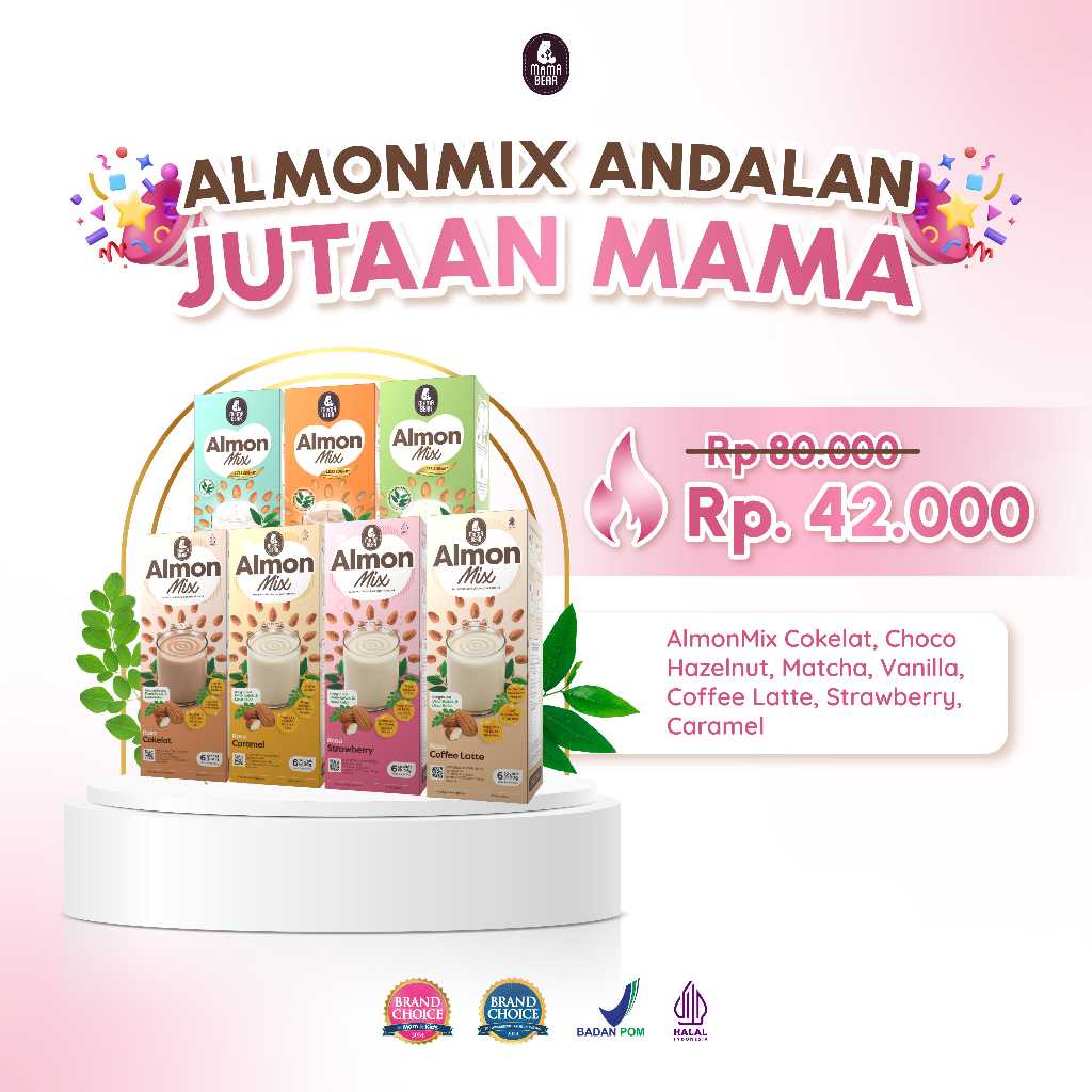 MamaBear AlmonMix Isi 6 Sachet - Minuman Kaya Nutrisi untuk Ibu Menyusui Halal BPOM