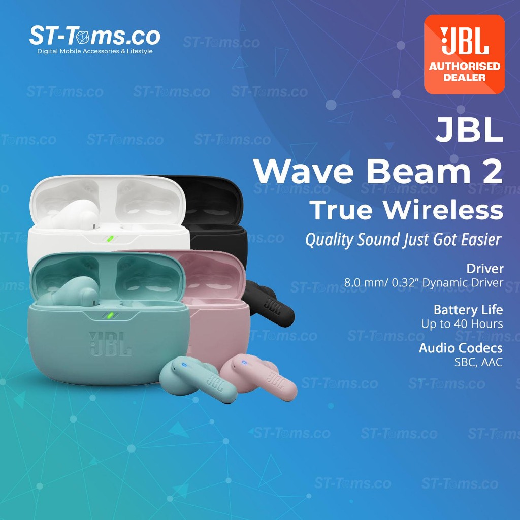 JBL Wave Beam 2 True Wireless TWS ANC Noise Cancelling Earbuds with JBL Pure Bass Sound and Smart Am