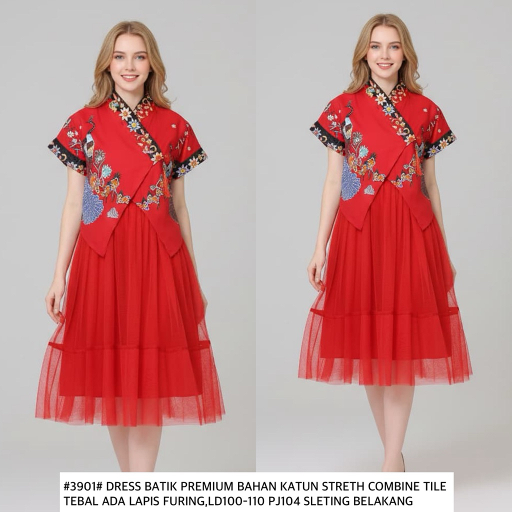 #3901 DRESS BATIK PREMIUM CNY