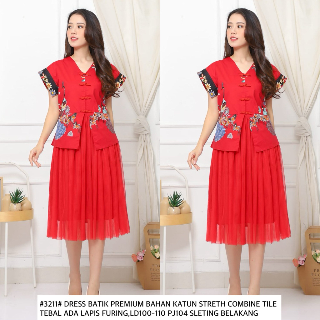 #3211 DRESS BATIK CNY PREMIUM