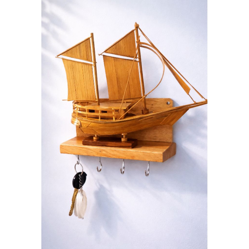 MINIATUR KAPAL BAMBU + GANTUNGAN KUNCI