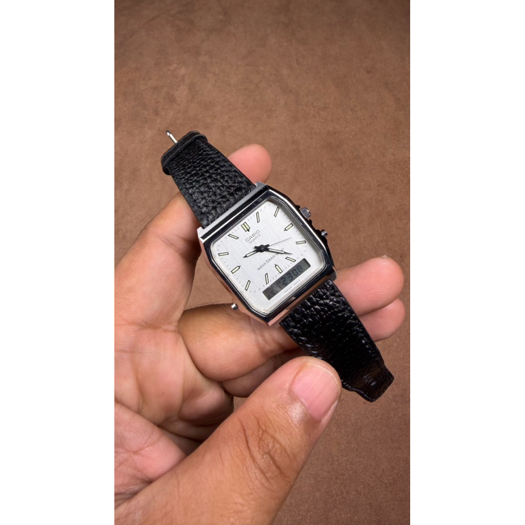 JAM TANGAN PRIA CASIO TANK AMW 31 ANADIGI JAPAN VINTAGE RARE