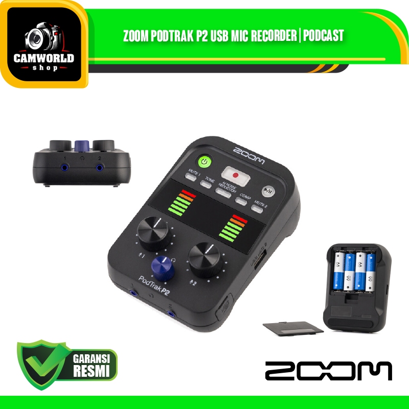 Zoom PodTrak P2 USB Mic Recorder | Podcast Recorder