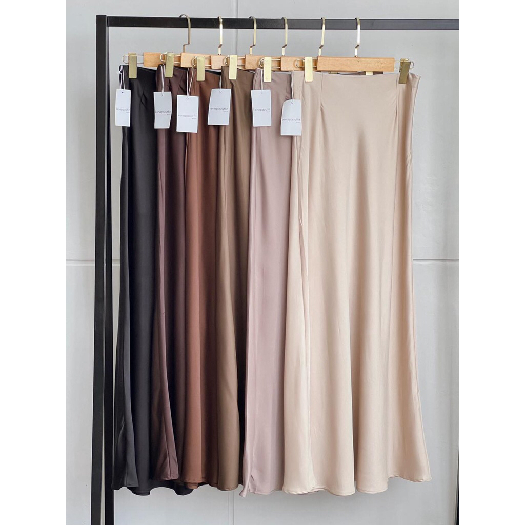 rok maxi rok satin silky lembut flowy