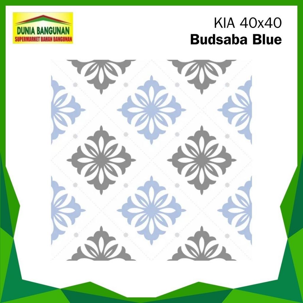 Keramik 40x40 Lantai KIA Budsaba Blue Keramik Motif Batik Doff Keramik Dapur Teras