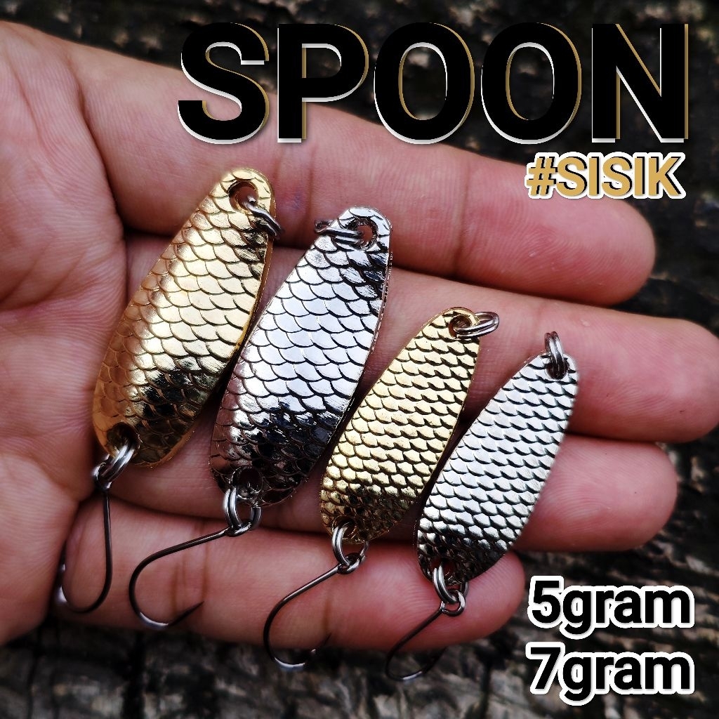 MINI SPOON motif sisik warna silver gold umpan hampala sebarau