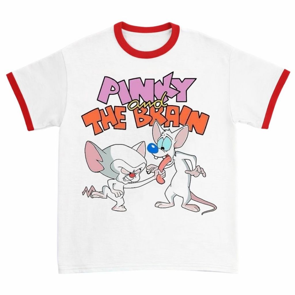 Psycho Crucify "Pinky and the Brain" Ringer Tee | List Red / Black | Katun 24s | Kaos Pria Wanita