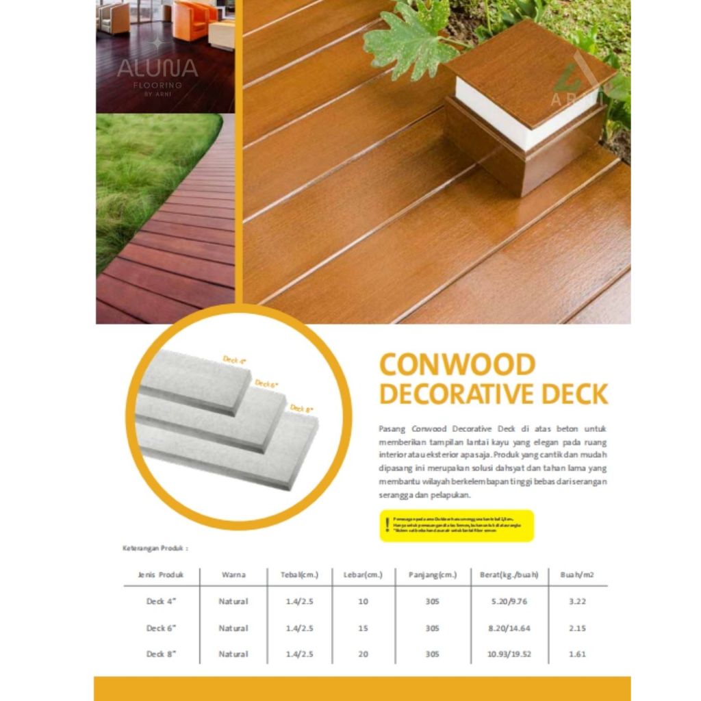 Conwood Deck 4'',  Lantai conwood murah, dekorasi rumah interior & exterior