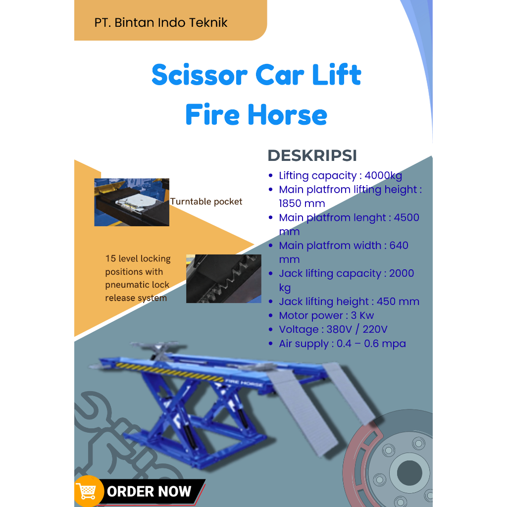 Scissor Car Lift Fire Horse 4000 Kg Hydrolic Car Lift