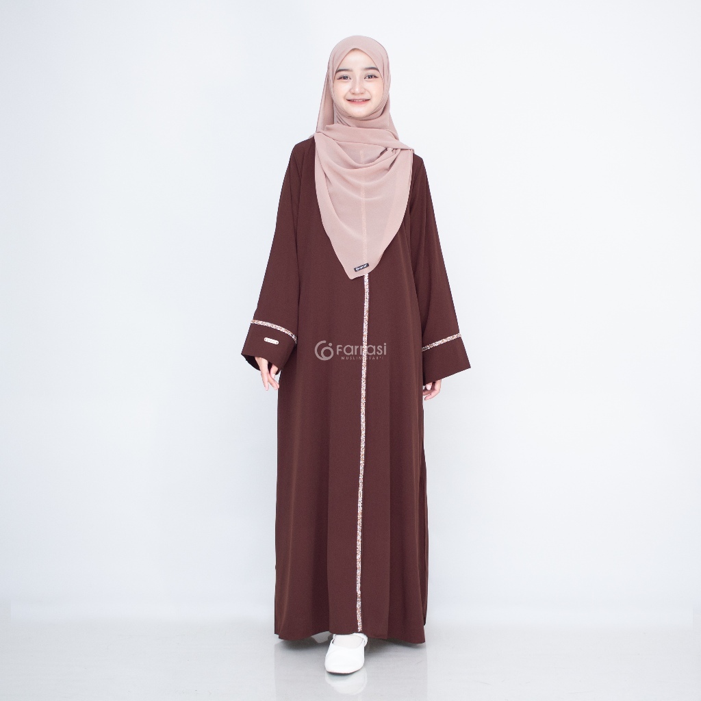 Abaya Zainab Farrasi Wolfis Premium Resleting Depan