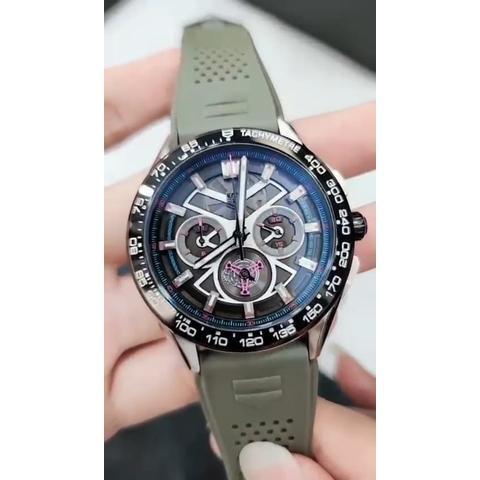 The Luxe Watch199 Jam Tangan Pria Mewah Carrera Chronograph Green Army Quartz Men Watch