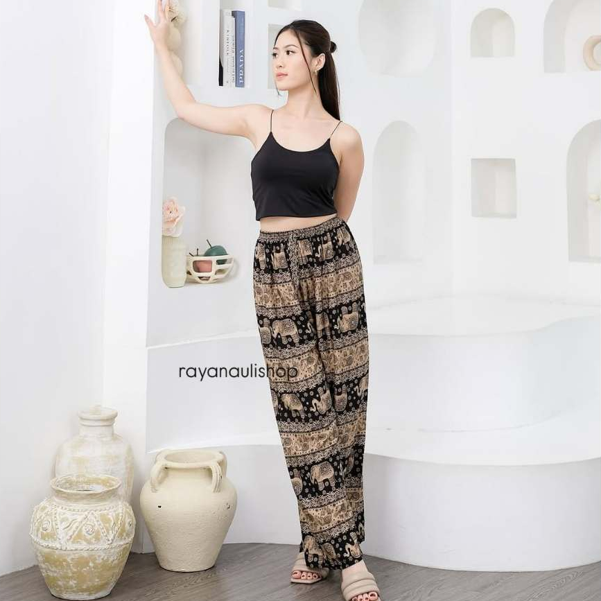 Celana Kulot Rayon Motif Gajah Thailand / Celana Kulot Hommy Rayon Premium Motif Gajah / Celana Bali