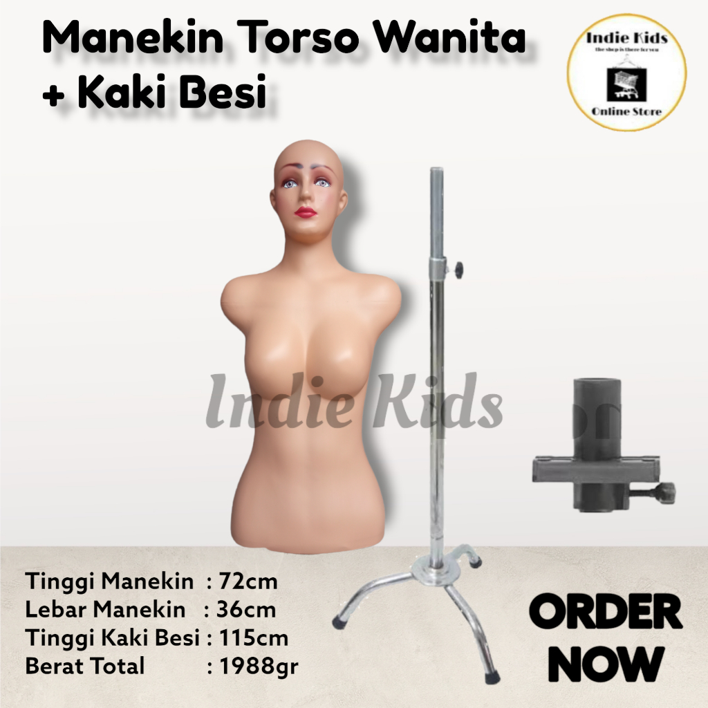 PATUNG MANEKIN TORSO WANITA DEWASA + KAKI TIANG
