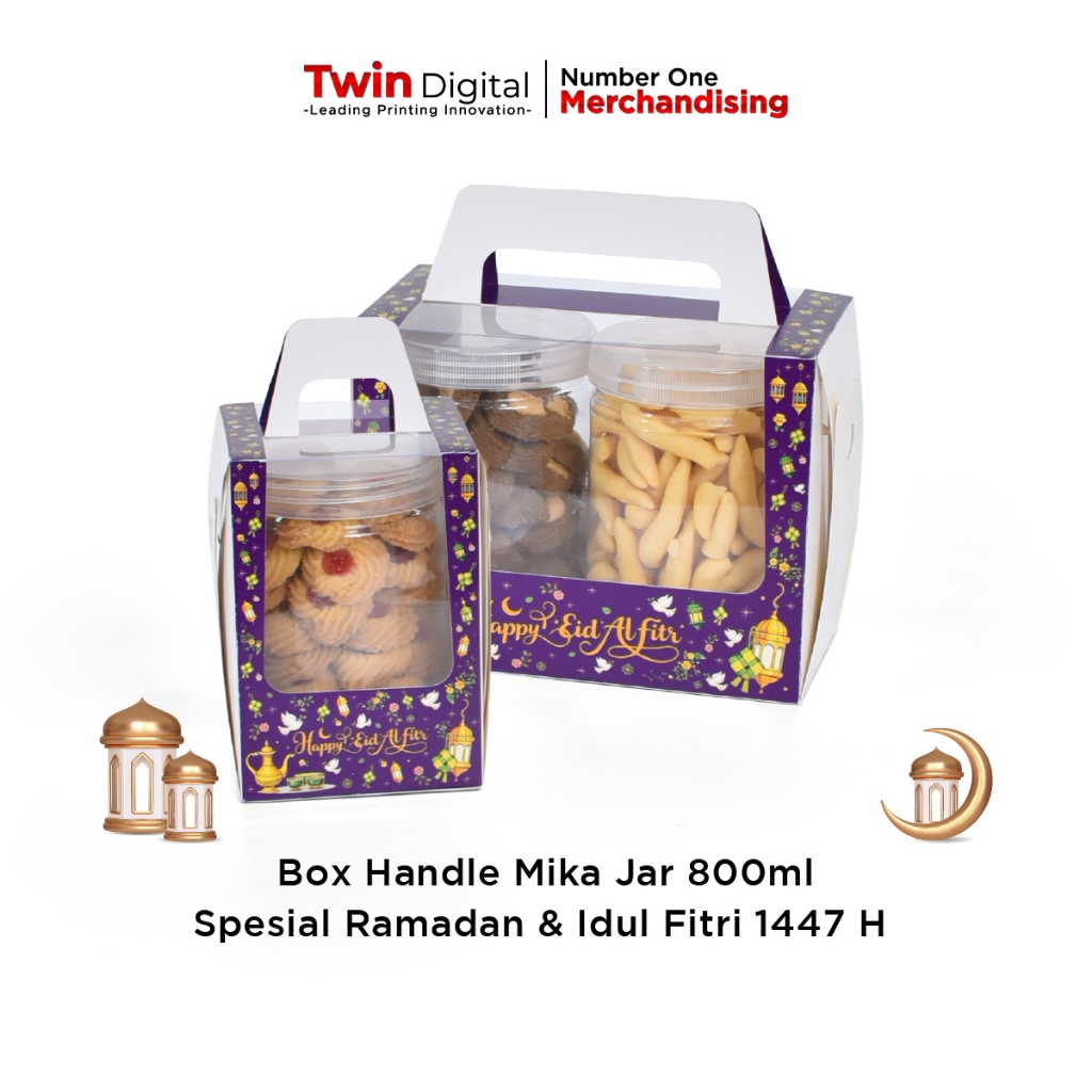 Twindigital Packaging Box Hampers Lebaran Kotak Kue Mika Handle Toples 800ml  - Box Handle Mika Jar 