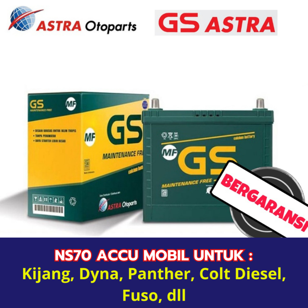 Aki Mobil GS Astra NS70 Aki Kering untuk mobil Kijang, Dyna, Panther, Colt Diesel, Fuso, dll