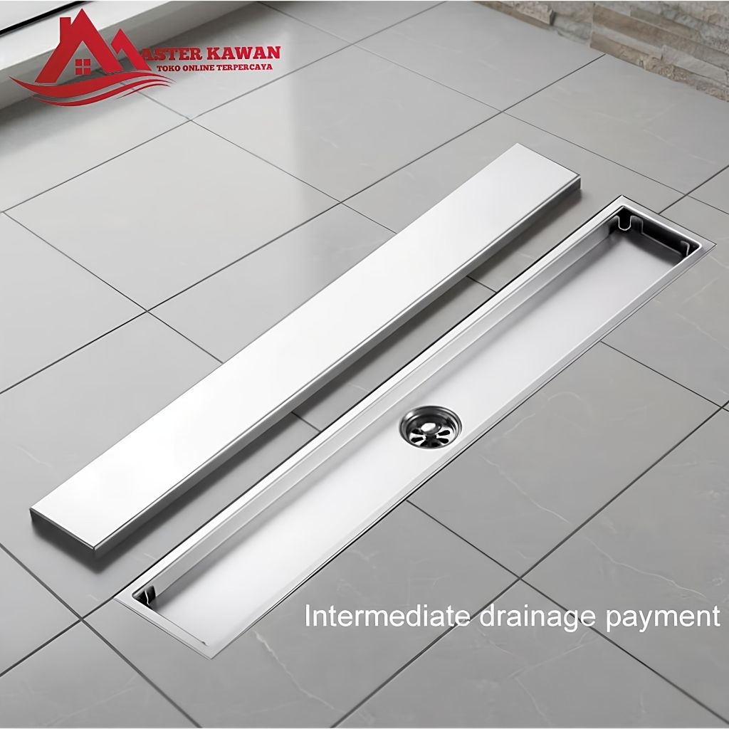 Smart Floor Drain Panjang Stainless SUS 304 Anti Karat /Saringan Kamar Mandi Stainless