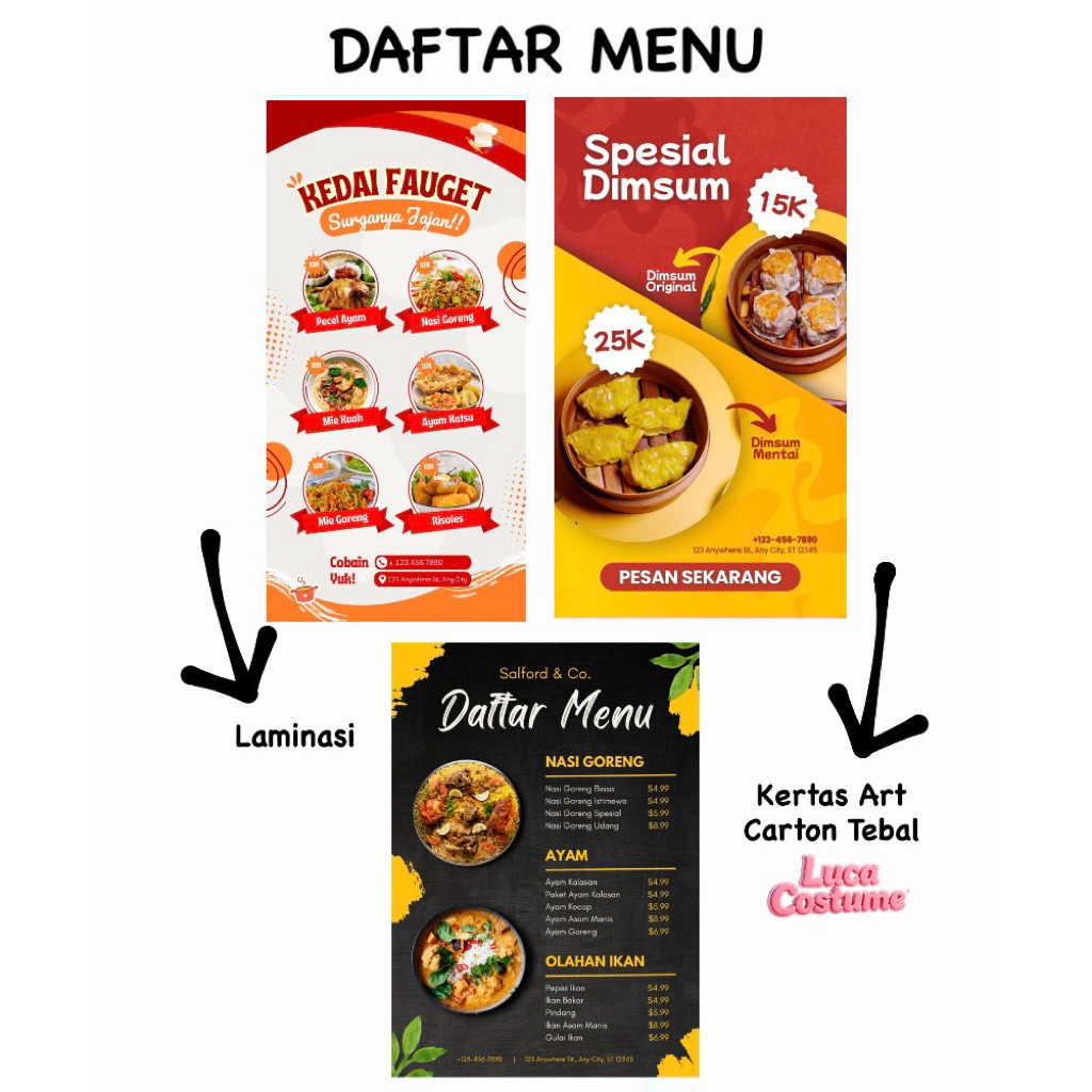 Jasa Design & Cetak Daftar Menu Makanan Minuman Costume