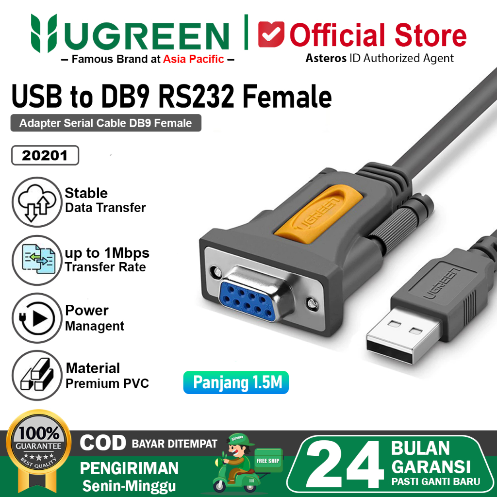 UGREEN Converter Adapter Kabel USB to Serial DB9 RS232 Female 20201