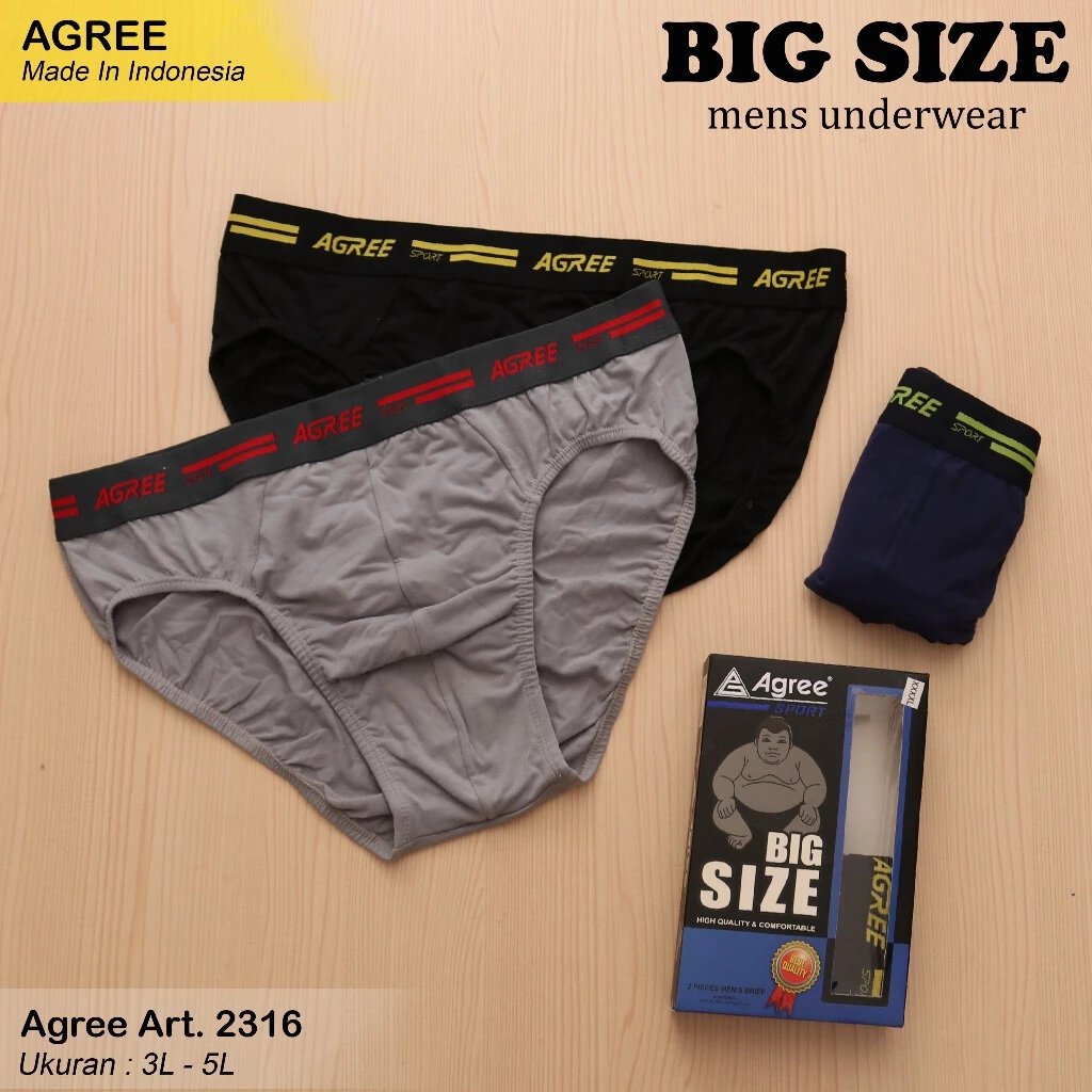 ( 2pc ) CD Agree 2316 Big Size | Celana Dalam Pria Jumbo Agree Sport Karet Boxer