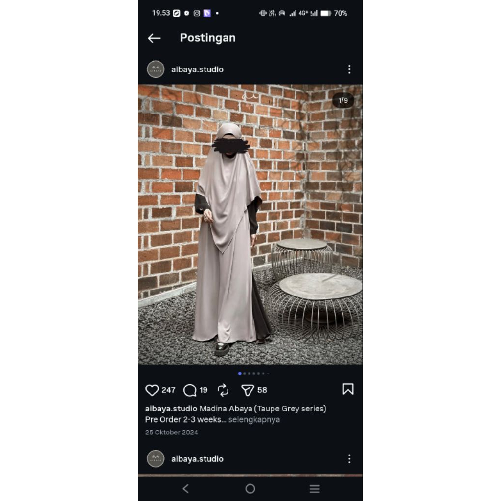 Preloved Aibaya Studio Madina Abaya Taupe Grey