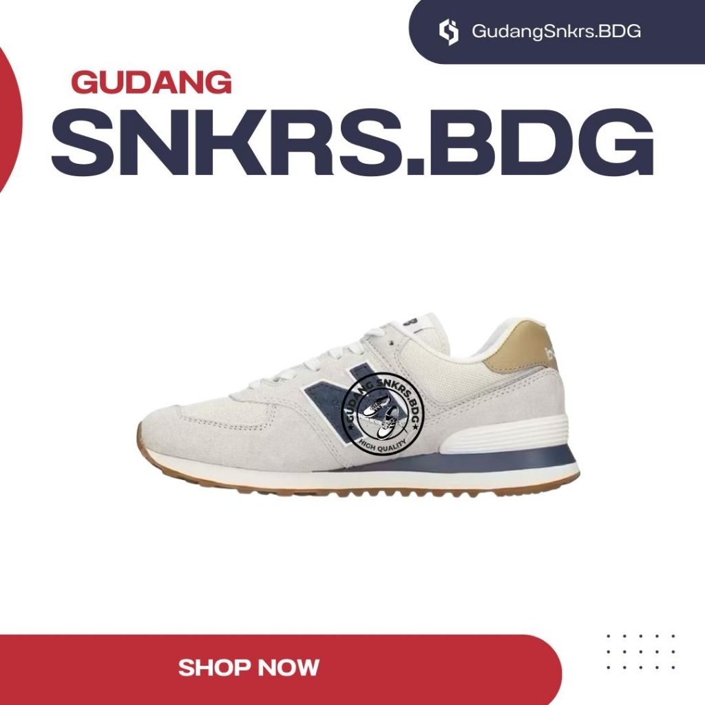 GUDANGSNKRS - Sneakers NB 574 Beige Navy