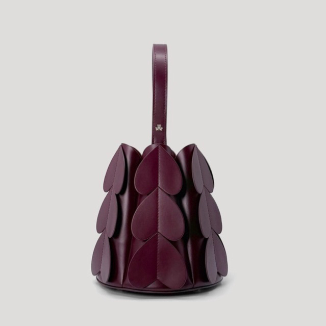 NEW PEGGY HARTANTO LOCULE CLASSIC PETITE BUCKET BAG WINE WHITE MARINE TAN