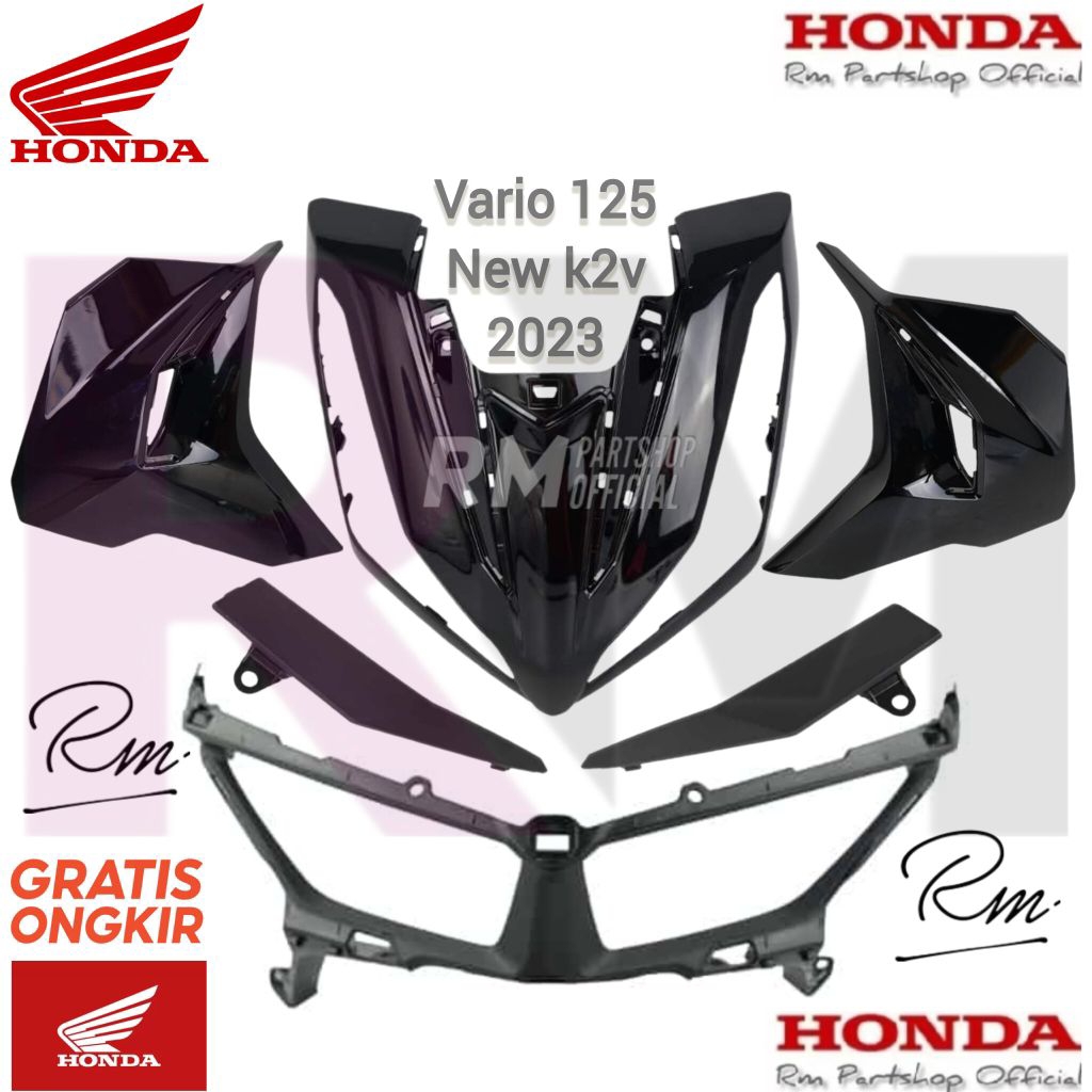 Garnish Front Lampu Depan Vario125 K2V panel tameng depan sayap kanan kiri k2v hitam