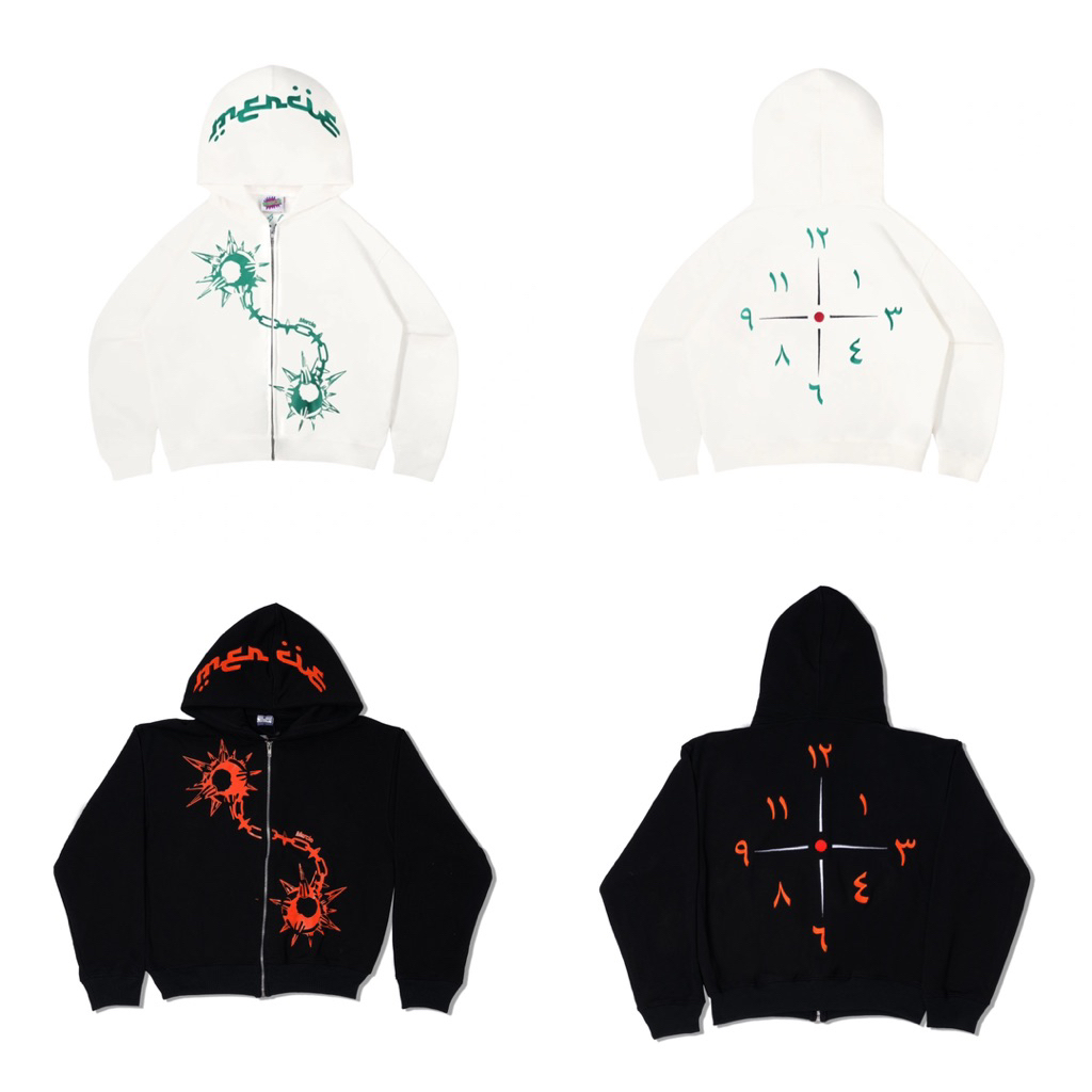 [ORIGINAL 100%] Mercie Studio Boxy Zip Hoodie - Clock || Zip Hoodie Mercie Studio Clock White & Blac