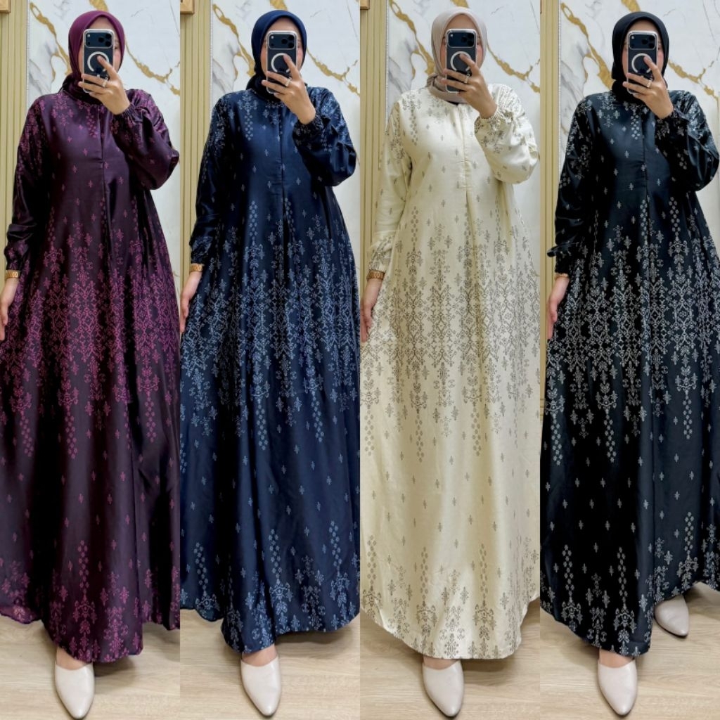 Redy Gamis Motif Terbaru Bahan Silk Premium Import//Model Busui Friendly
