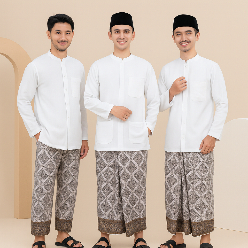 Baju Muslim Pria Rekomendasi Baju Lebaran Putih Polos Bahan Katun Drill Amerika Kokoh Dan Nyaman