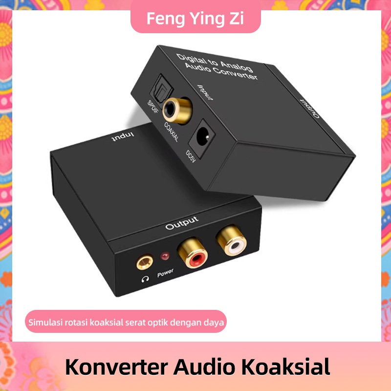 Konverter DAC Coaxial & Toslink ke RCA Portabel Kabel Optik Mengubah Audio Digital Menjadi Analog