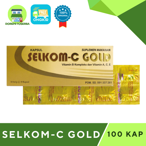 SELKOM-C Gold BOX isi 100 Kapsul - Suplemen Multivitamin Vitamin B Kompleks Complex dan Vitamin C