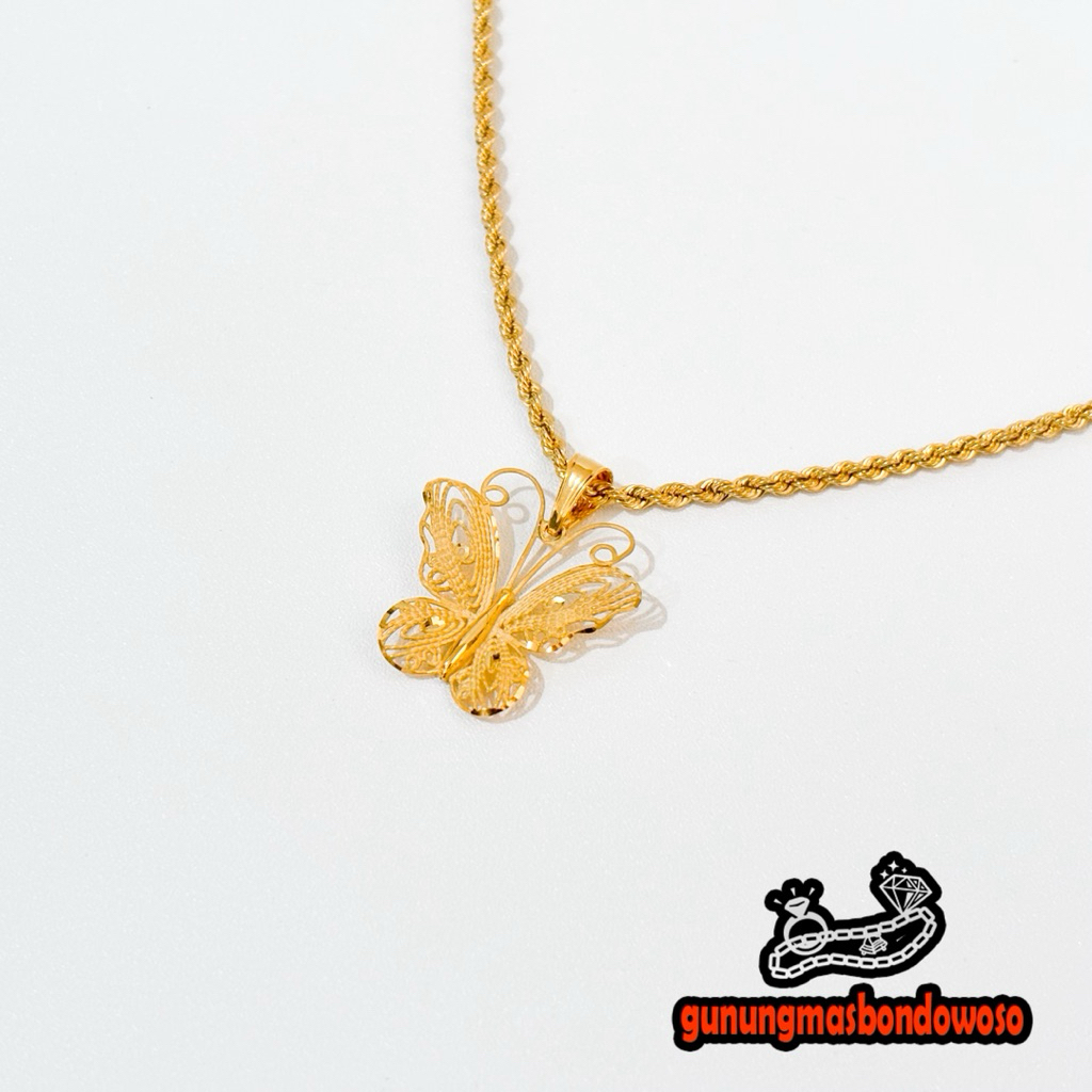 Liontin kupu-kupu emas asli kadar 375 8k berat 1.770gr
