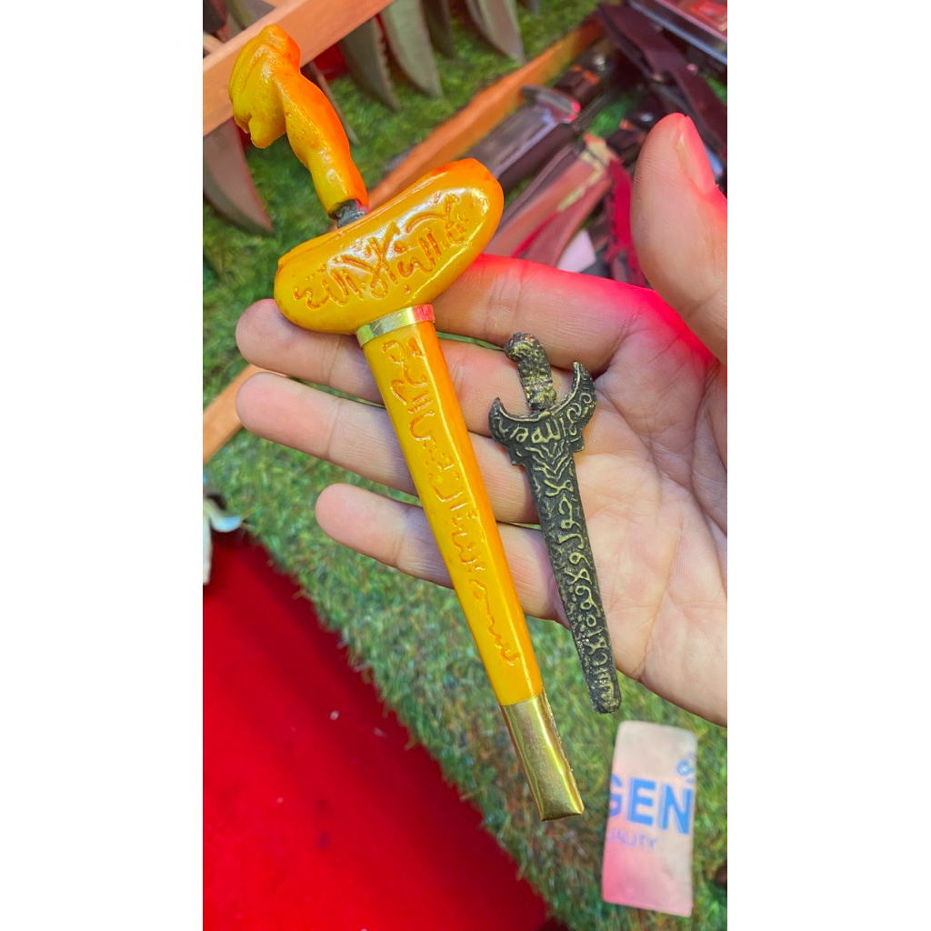 COD paket obral keris fiber mini dan keris tembaga mini ukir tipis