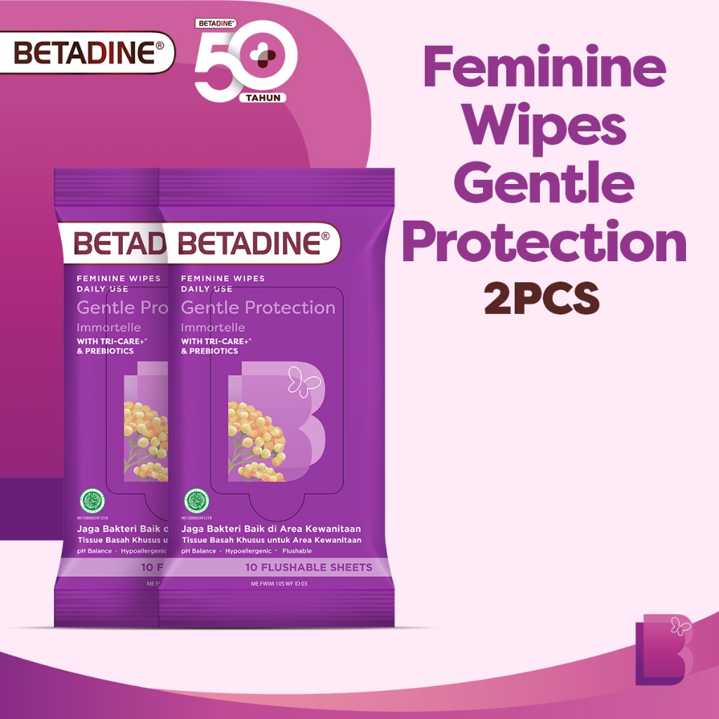 BETADINE FEMININE WIPES Tissue Basah Pembersih Kewanitaan Twin Pack