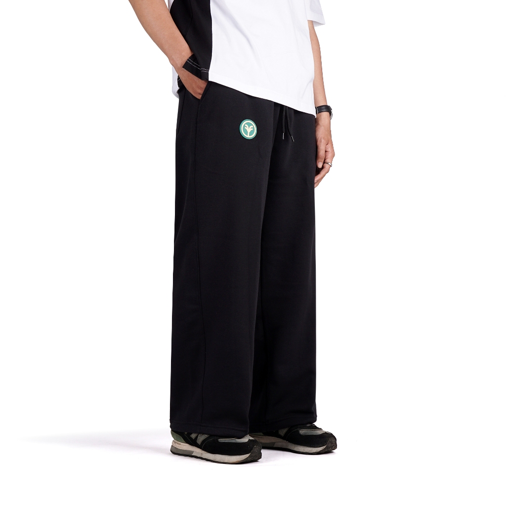 VANTIVA Celana Sweatpants Loose Baggy Pants Fleece Black Vast