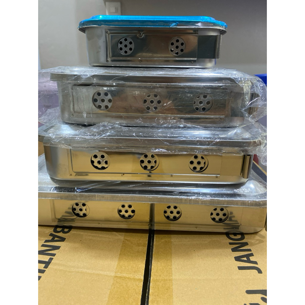 Dental tray dengan tutup/stainless steel storage box kotak besar tempat alat instrument